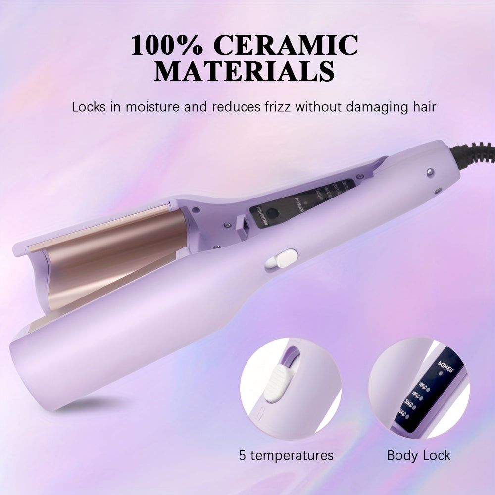 2 Barrels of Ion Wave Curling Iron, Fast Heating Curling Wand, Multi-Temperature Curling Iron, Suitable for Wide Deep Waves, Automatic Power-off, Negative Ion Hair Care, Plug Type, Without Battery, US Plug, 110V-127V, with 59