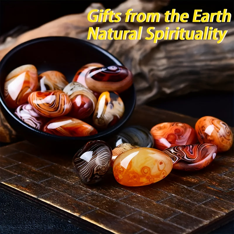 4LB Natural Wrapped Agate Stone - Carved Smooth Faux with Various Striped Patterns And Earthy Tones, High-end Boutique Art Stone, Unique Polished Stone, Rare Collectible Artwork, DIY Craft Supplies, Jewelry Making, Artistic D