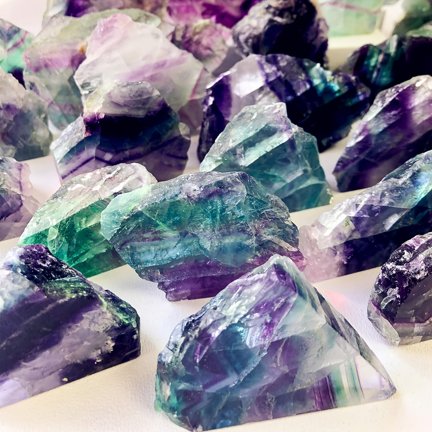 1LB Rough Rainbow Crystal Stones - Vibrant Purple, Green & Blue Raw Gemstones for Tumbling, Wire Wrapping & Meditation Decor