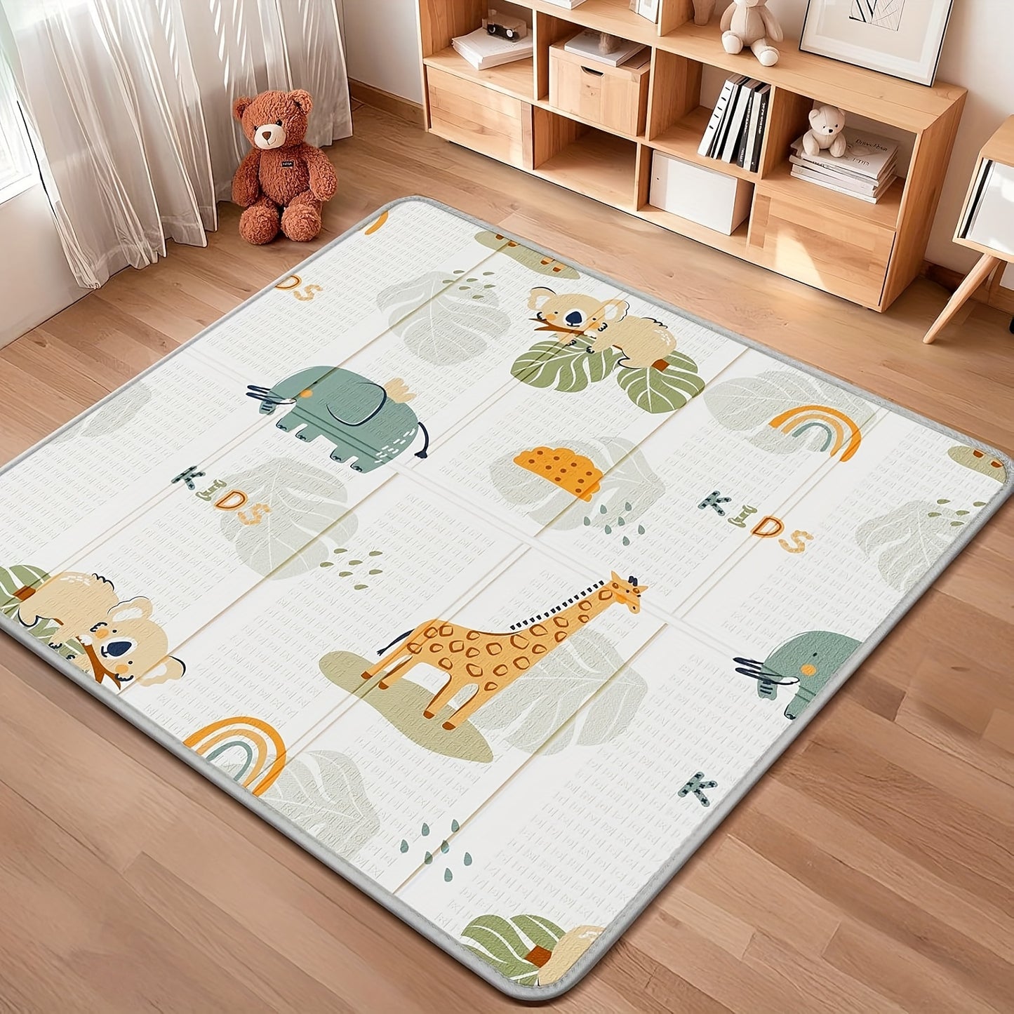 Crawling Game Fence Mat With Cute Cartoon Patterns, Play Game Mat, Baby Swing Suitable For Family Living Rooms, Car Picnics, Travel Home Essentials XPE 50 * 50 Inches, Thick And Soft Size Double-sided Pattern Folding Crawling
