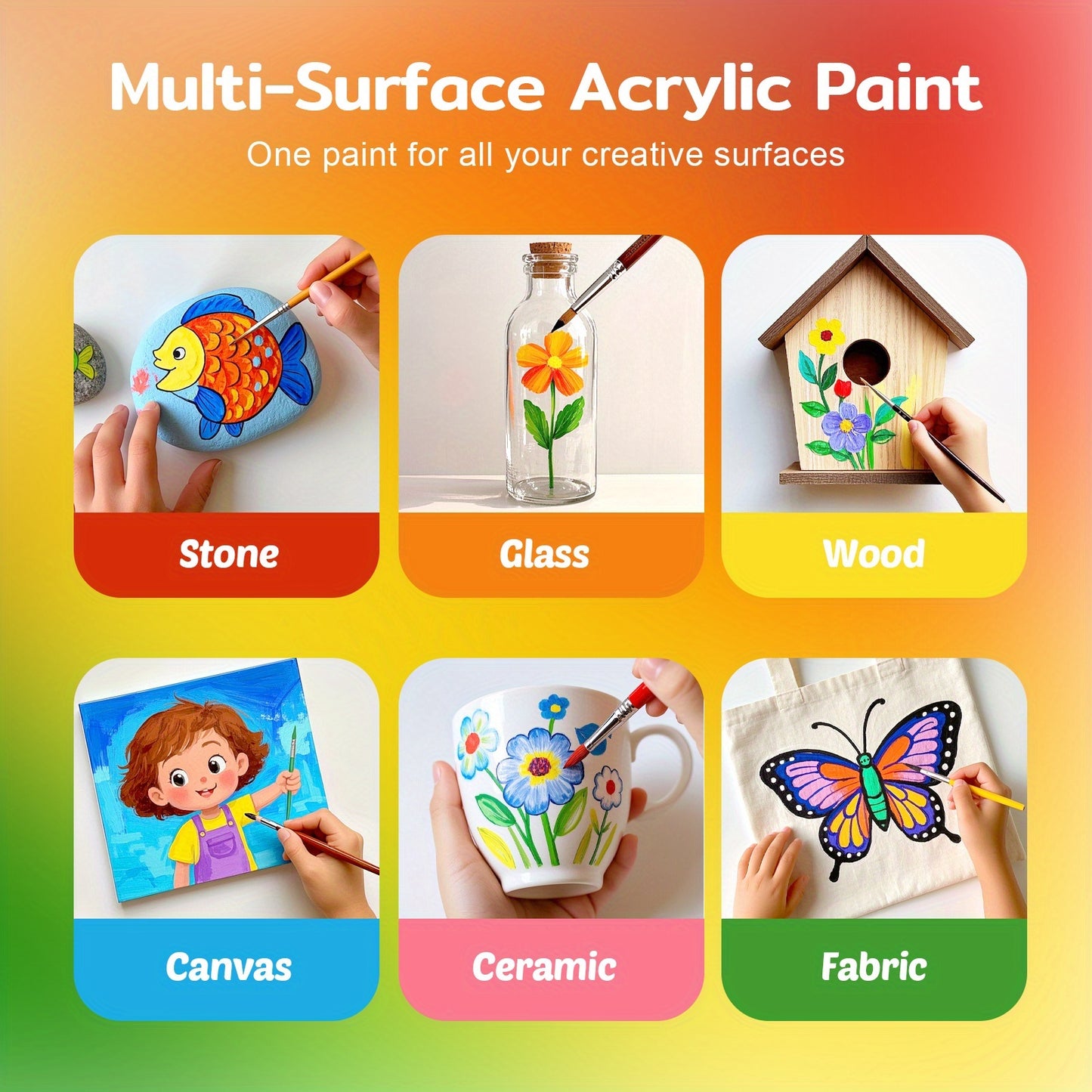 18 Colors (8.45 oz/Bottle), Painting Art Supplies, Art Supplies For Painting Canvas, Ceramic & Fabric, Lasting Quality For Beginners & Professional Artist, Back To School, Christmas & Halloween