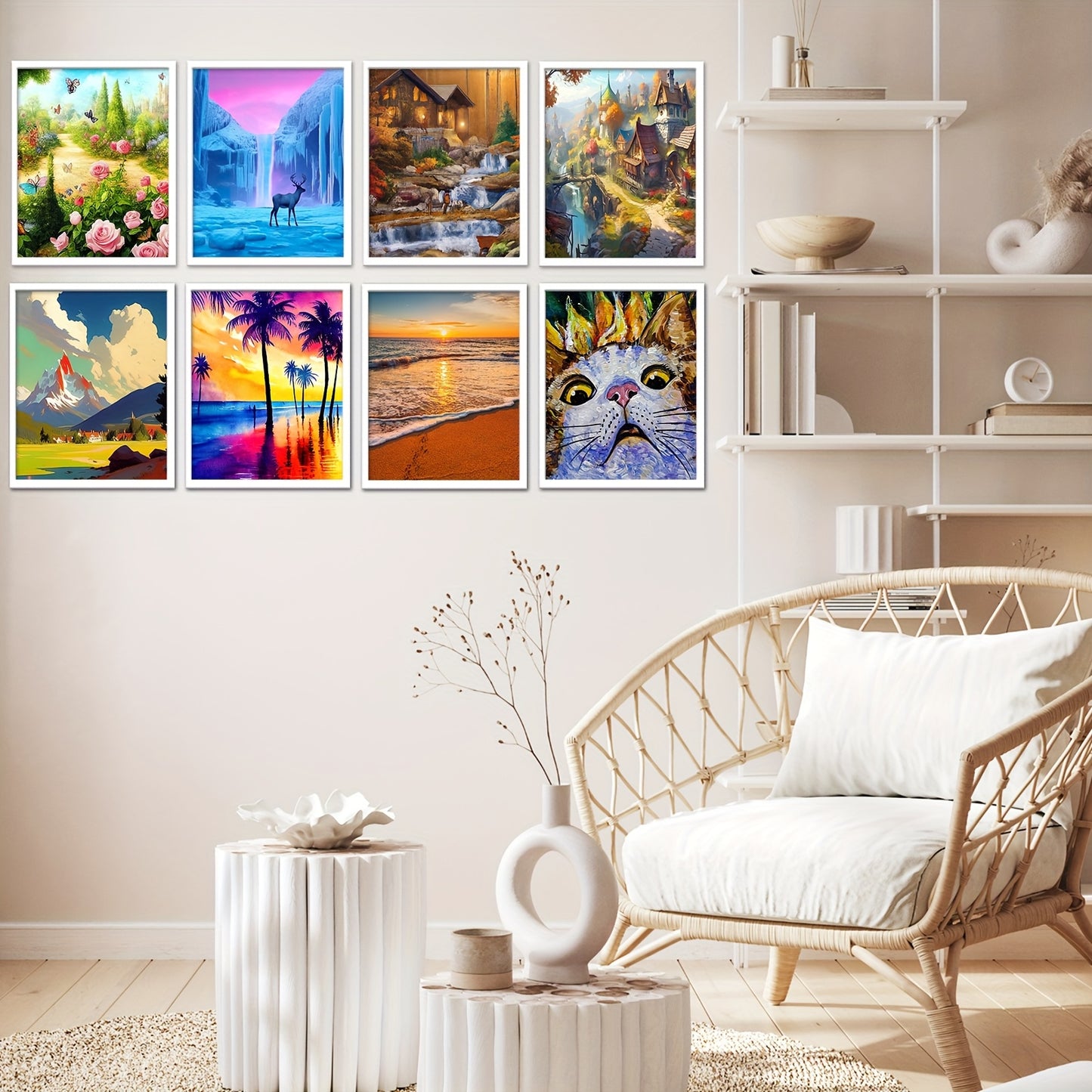 24 Pack Diamond Painting Kits 11.8 X 9.8 Inch DIY 5D Abstract Landscapes Diamond Art Full Round Drill Crafts for Adults Beginners Home Wall Decor Gifts
