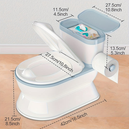 2-In-1 Toddler Potty Training Toilet - Larger Potty Chair And Removable Training Seat With Realistic Flush Sounds, Flip-Up Toilet Seat, Storage Bin And Toilet Paper Holder For Kids 1-3 Years Old