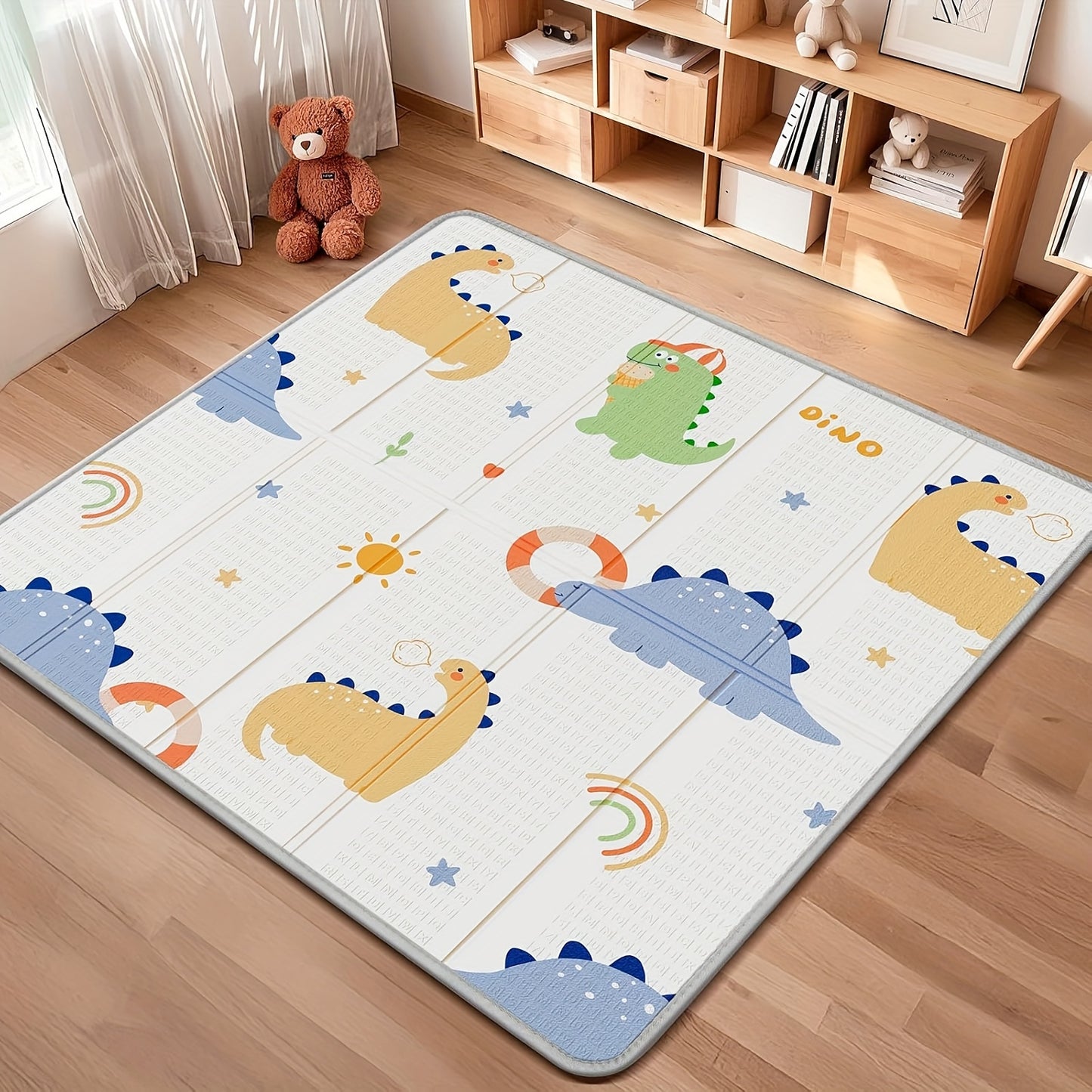 Crawling Game Fence Mat With Cute Cartoon Patterns, Play Game Mat, Baby Swing Suitable For Family Living Rooms, Car Picnics, Travel Home Essentials XPE 50 * 50 Inches, Thick And Soft Size Double-sided Pattern Folding Crawling