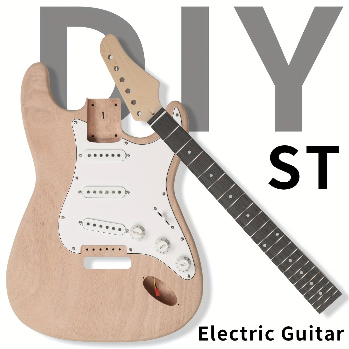 DIY Guitar Kit with Mahogany Body, Ebony Fingerboard and Maple Neck, 6 String DIY electric Guitar Kit with Classic Design, Easy Installation & Full Equipment to Build Your Own Guitar