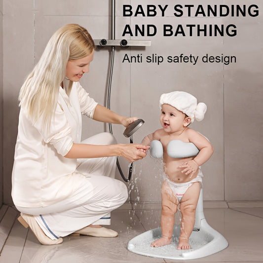 5-speed Adjustable Baby Bathroom Bracket, Non Slip Base, Adjustable Silicone Armrest, High-quality ABS Material, Foldable Storage, Suitable For Children Aged 6 Months To 6 Years Old, Safe Bathing Assistant