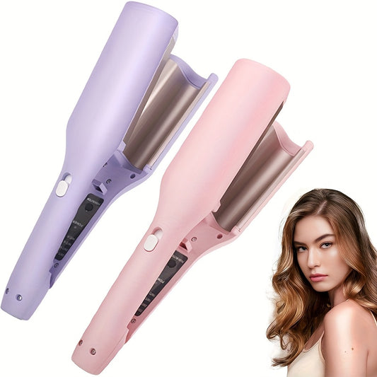 2 Barrels of Ion Wave Curling Iron, Fast Heating Curling Wand, Multi-Temperature Curling Iron, Suitable for Wide Deep Waves, Automatic Power-off, Negative Ion Hair Care, Plug Type, Without Battery, US Plug, 110V-127V, with 59