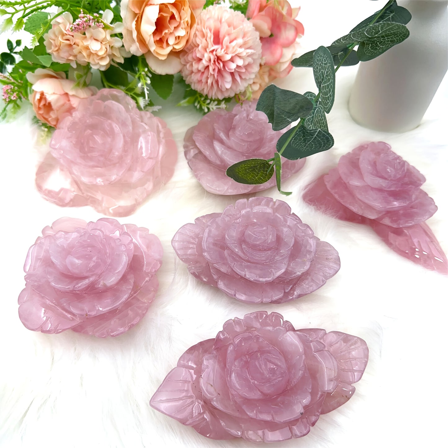 1pc Hand-Carved Rose Quartz Peony Flower – Pink Crystal Romance Decor, 300-500g/10.5-17.6oz, Irregular Shape, Perfect for Valentine’s Day, Mother’s Day, Christmas, Thanksgiving & Graduation Gifts, Home Decoration
